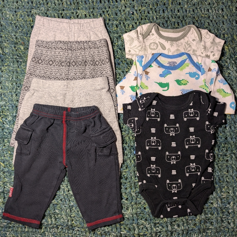 (2 For $10) Baby Onesies and Pants With Animals Lot